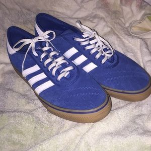 Blue and White Adidas Skate Shoes